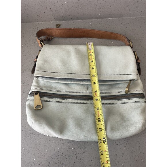 FOSSIL Explorer Flap Foldover Hobo Light blue Leather Slouch Shoulder Bag - Picture 16 of 16